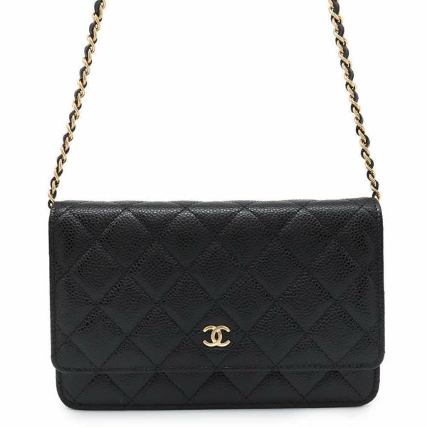 シャネル チェーンウォレット クラシック マトラッセ ココマーク キャビアスキン AP0250 CHANEL 財布 黒