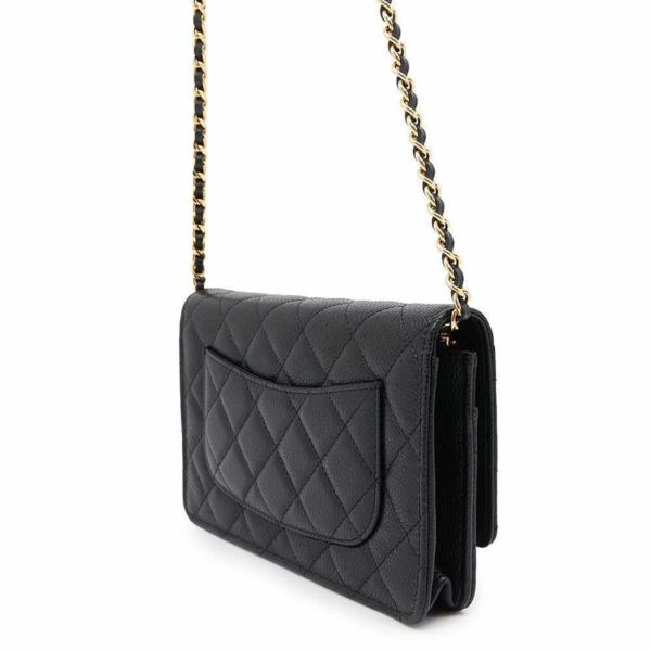 シャネル チェーンウォレット クラシック マトラッセ ココマーク キャビアスキン AP0250 CHANEL 財布 黒