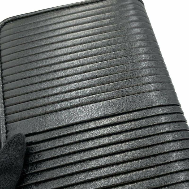 シャネル チェーンウォレット ココマーク フェイクパール カーフレザー CHANEL 黒 財布