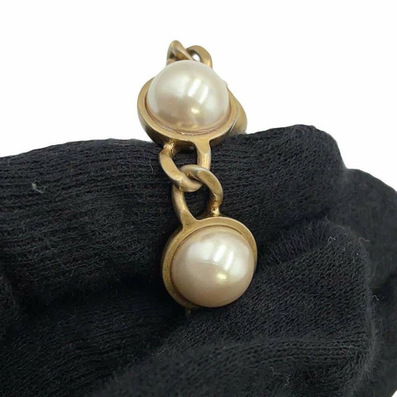 シャネル チェーンウォレット ココマーク フェイクパール カーフレザー CHANEL 黒 財布