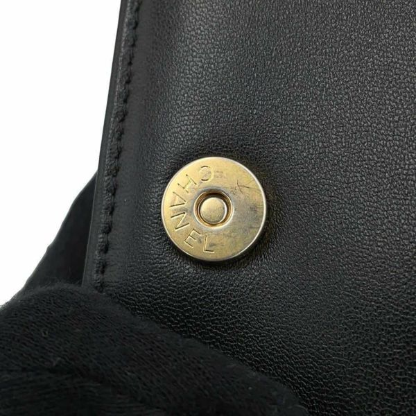 シャネル チェーンウォレット ココマーク フェイクパール カーフレザー CHANEL 黒 財布