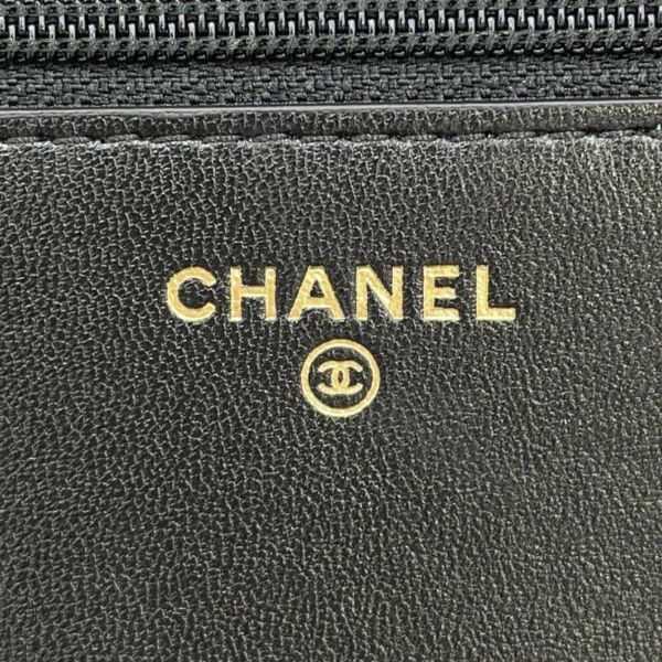 シャネル チェーンウォレット ココマーク フェイクパール カーフレザー CHANEL 黒 財布