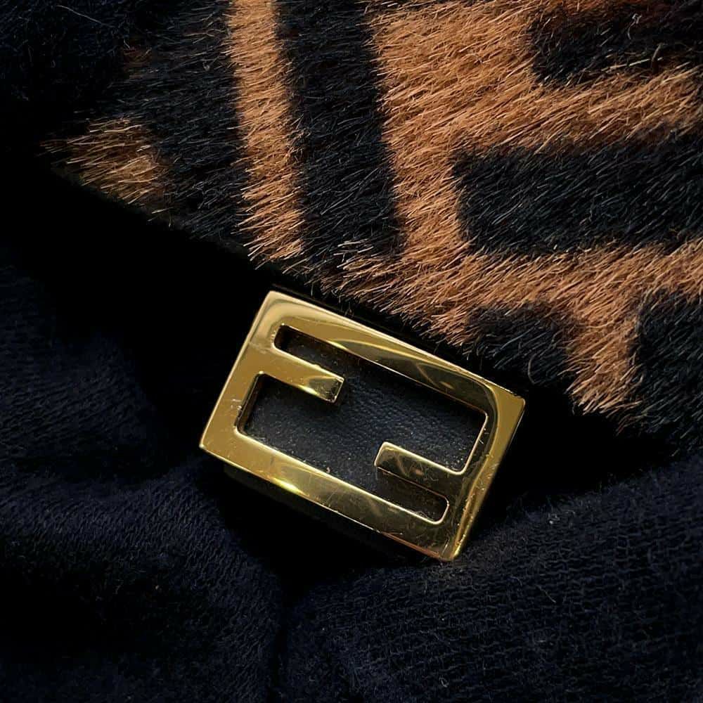 フェンディ バッグチャーム ナノ バゲット ファー 7AR844 FENDI 2wayチェーンショルダーバッグ 黒