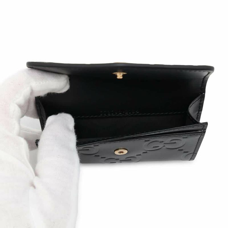 グッチ カードケース GG レザー 772792 GUCCI 財布 パスケース 名刺入れ 黒
