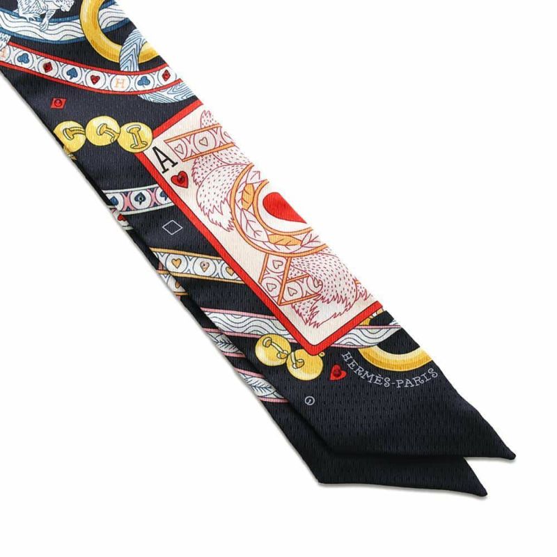 エルメス スカーフ ツイリー ビジュー ピケ ハートのクイーン Dame de Coeur HERMES シルクツイル 2022年秋冬 黒