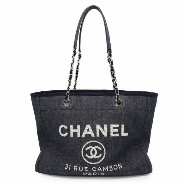 シャネル トートバッグ ドーヴィル ミディアム キャンバス スパンコール A67001 CHANEL チェーントート