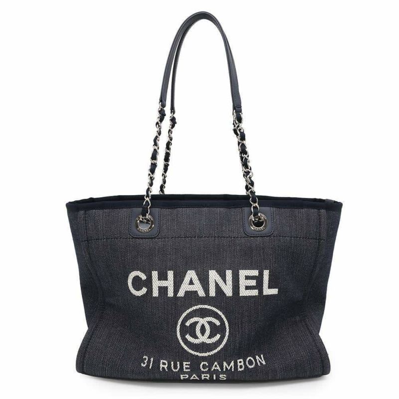 シャネル トートバッグ ドーヴィル ミディアム キャンバス スパンコール A67001 CHANEL チェーントート