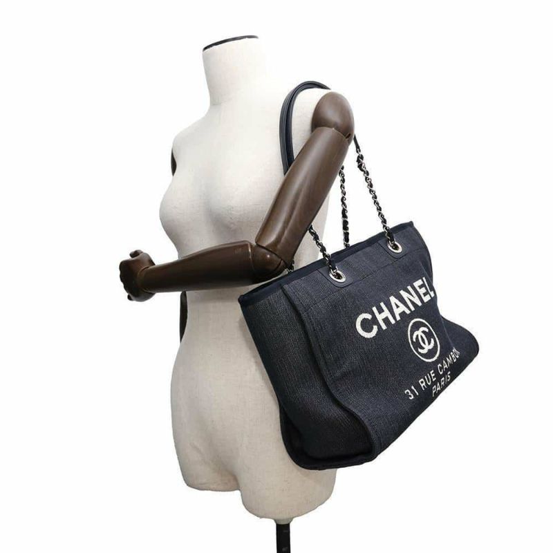 シャネル トートバッグ ドーヴィル ミディアム キャンバス スパンコール A67001 CHANEL チェーントート