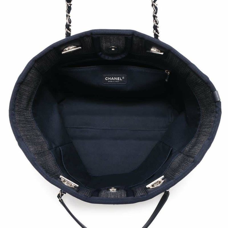 シャネル トートバッグ ドーヴィル ミディアム キャンバス スパンコール A67001 CHANEL チェーントート