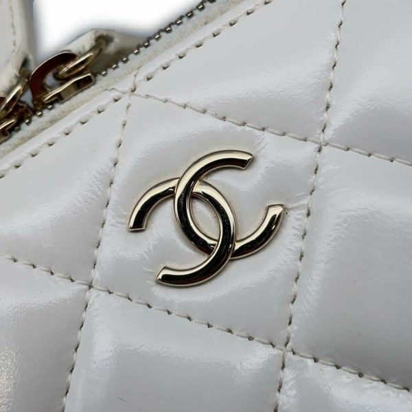 シャネル チェーンショルダーバッグ マトラッセ トップハンドル バニティ AP2920 CHANEL ヴァニティ 白