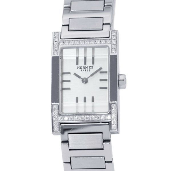 エルメス タンデム TA1.230 タンデム ダイヤベゼル HERMES 腕時計 シルバー文字盤 クォーツ