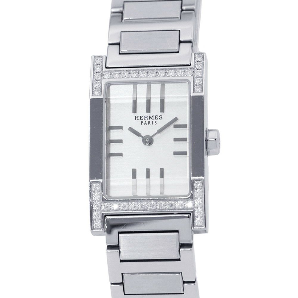 エルメス タンデム TA1.230 タンデム ダイヤベゼル HERMES 腕時計 シルバー文字盤 クォーツ