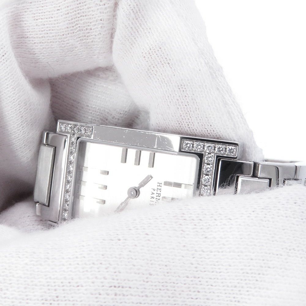 エルメス タンデム TA1.230 タンデム ダイヤベゼル HERMES 腕時計 シルバー文字盤 クォーツ