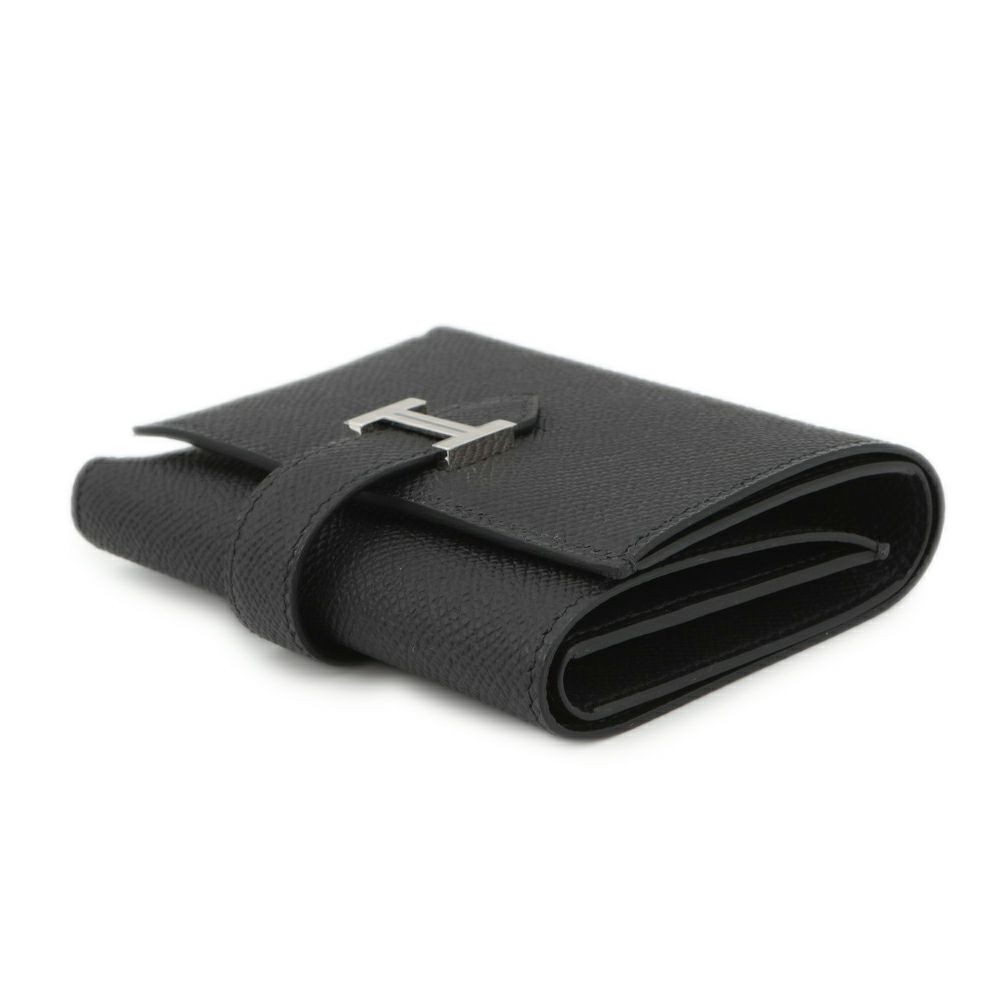 エルメス 三つ折り財布 ベアンコンビネ ブラック/シルバー金具 エプソン K刻印 HERMES 財布 黒