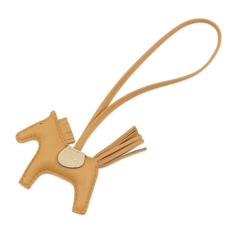 エルメス バッグチャーム ロデオ PM タッチ パイユ/ヴァニラ ラムスキン/アリゲーターマット K刻印