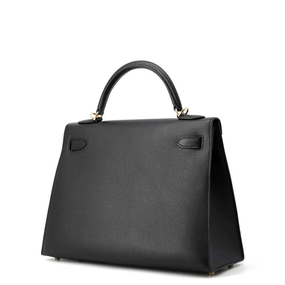 エルメス ハンドバッグ ケリー32 外縫い ブラック/ゴールド金具 エプソン □P刻印 ２wayショルダー 黒