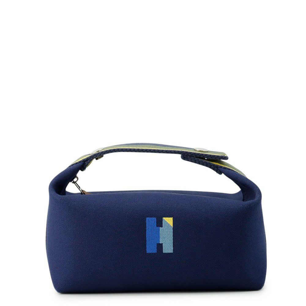 エルメス ポーチ ブリッド・ア・ブラックPM Hパヴィヨン マリン/シルバー金具 キャンバス HERMES バッグ 小物入れ