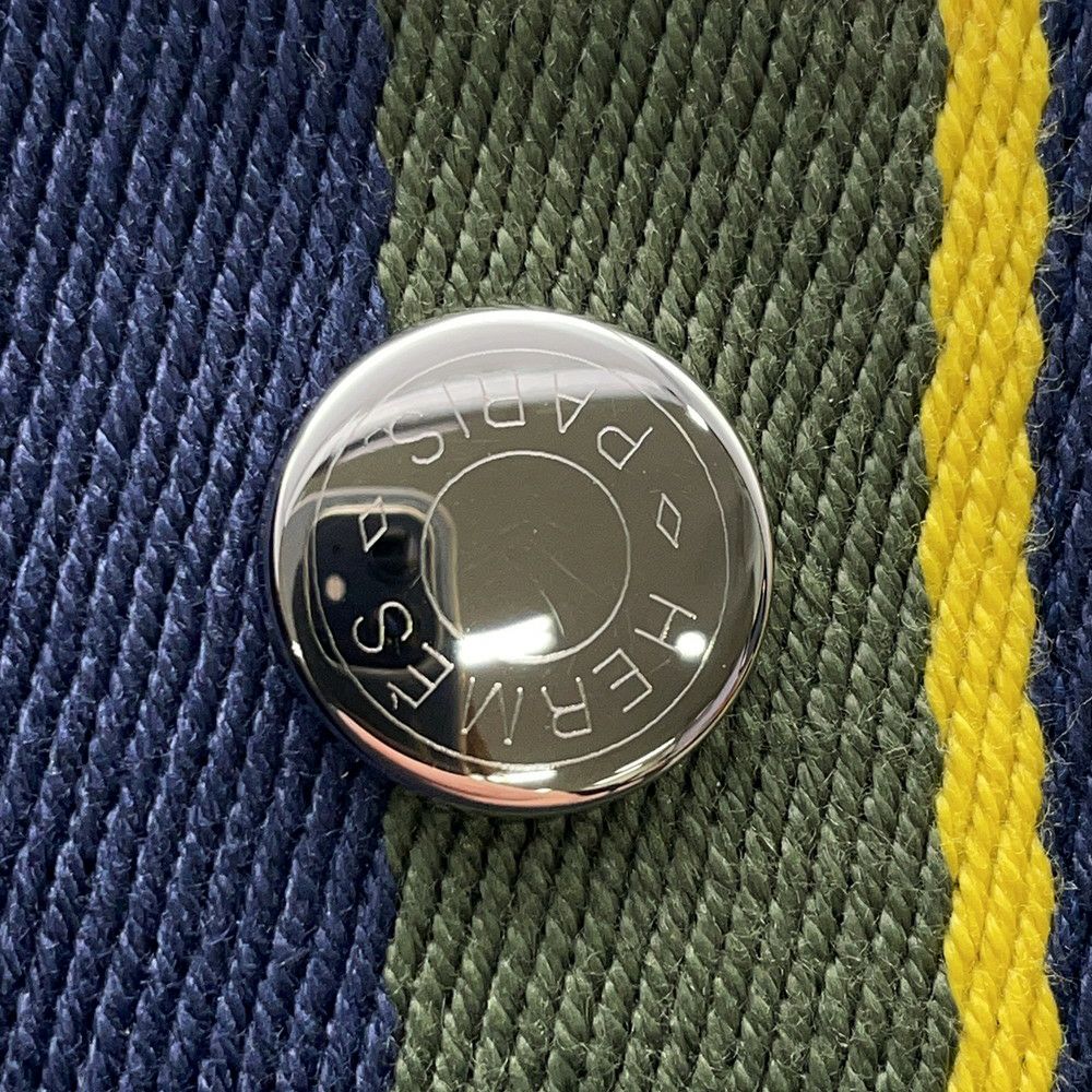 エルメス ポーチ ブリッド・ア・ブラックPM Hパヴィヨン マリン/シルバー金具 キャンバス HERMES バッグ 小物入れ