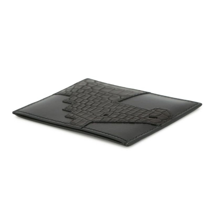 エルメス カードケース シュバル ピクト ブラック ボックスカーフ/アリゲーターマット K刻印 黒