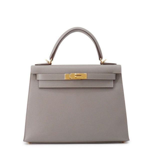 エルメス ハンドバッグ ケリー28 外縫い グリメイヤー/ゴールド金具 ヴォーマダム W刻印 ２wayショルダー