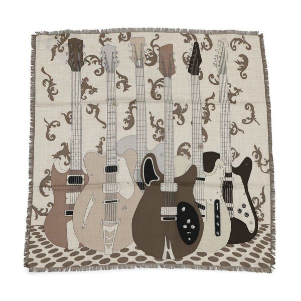 エルメス スカーフ カレH65 オン・エアー HERMES カシミヤ シルク スカーフ フリンジ付き