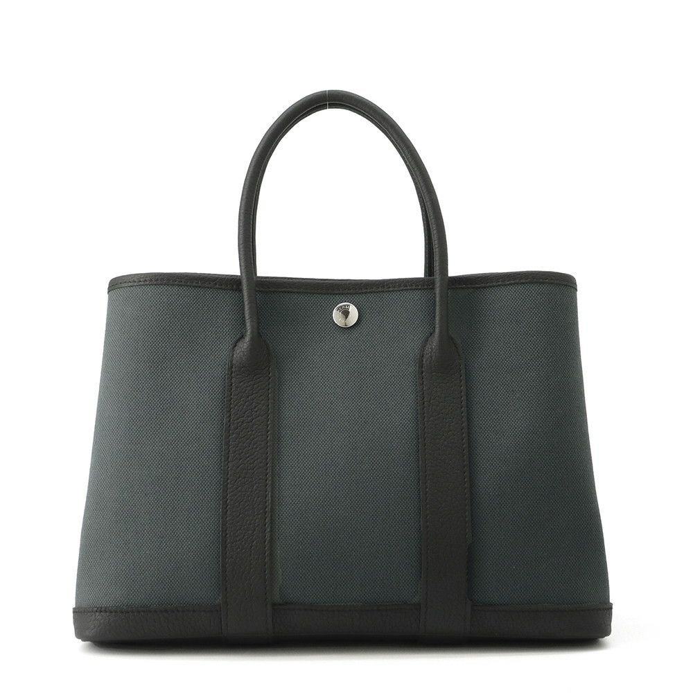 エルメス トートバッグ ガーデンパーティTPM ヴェールマングローブ/ブラック/シルバー金具 トワルミリタリー/ネゴンダ K刻印