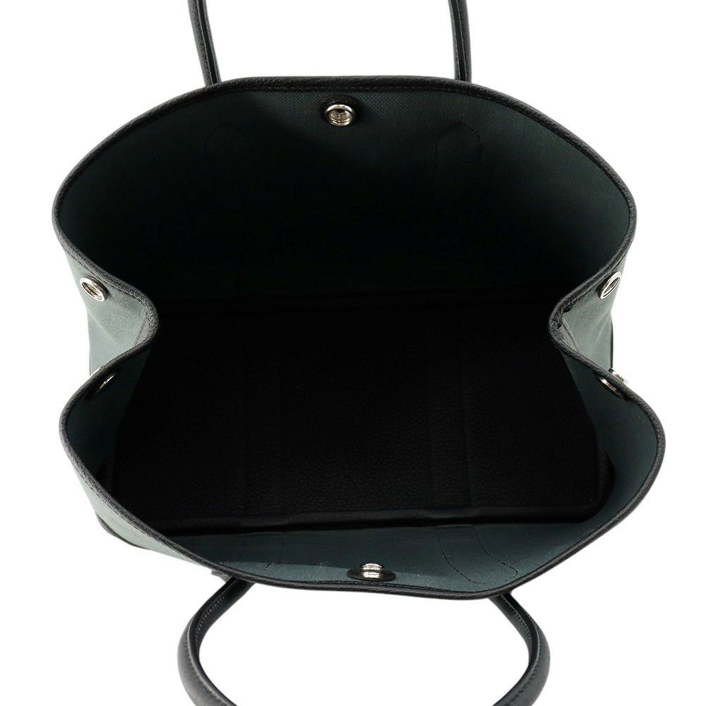 エルメス トートバッグ ガーデンパーティTPM ヴェールマングローブ/ブラック/シルバー金具 トワルミリタリー/ネゴンダ K刻印