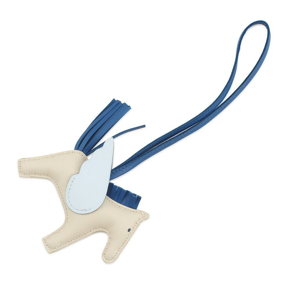 エルメス バッグチャーム ロデオPM ペガサス クレ/ブルーフランス/ブルーブリュム ラムスキン W刻印