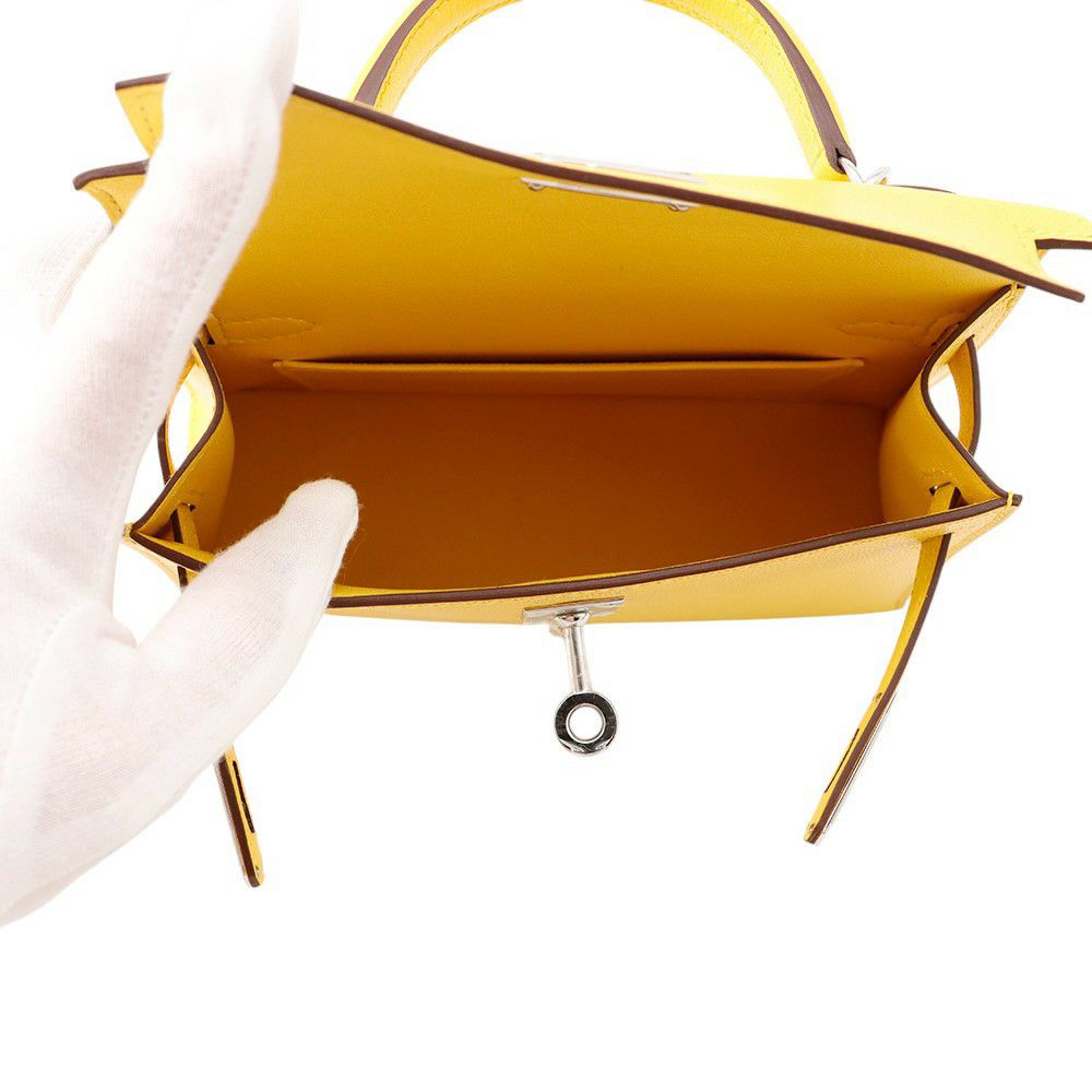 エルメス ハンドバッグ ミニケリー2 外縫い ジョーヌナプル/シルバー金具 シェブルシャムキラ K刻印 ２wayショルダー