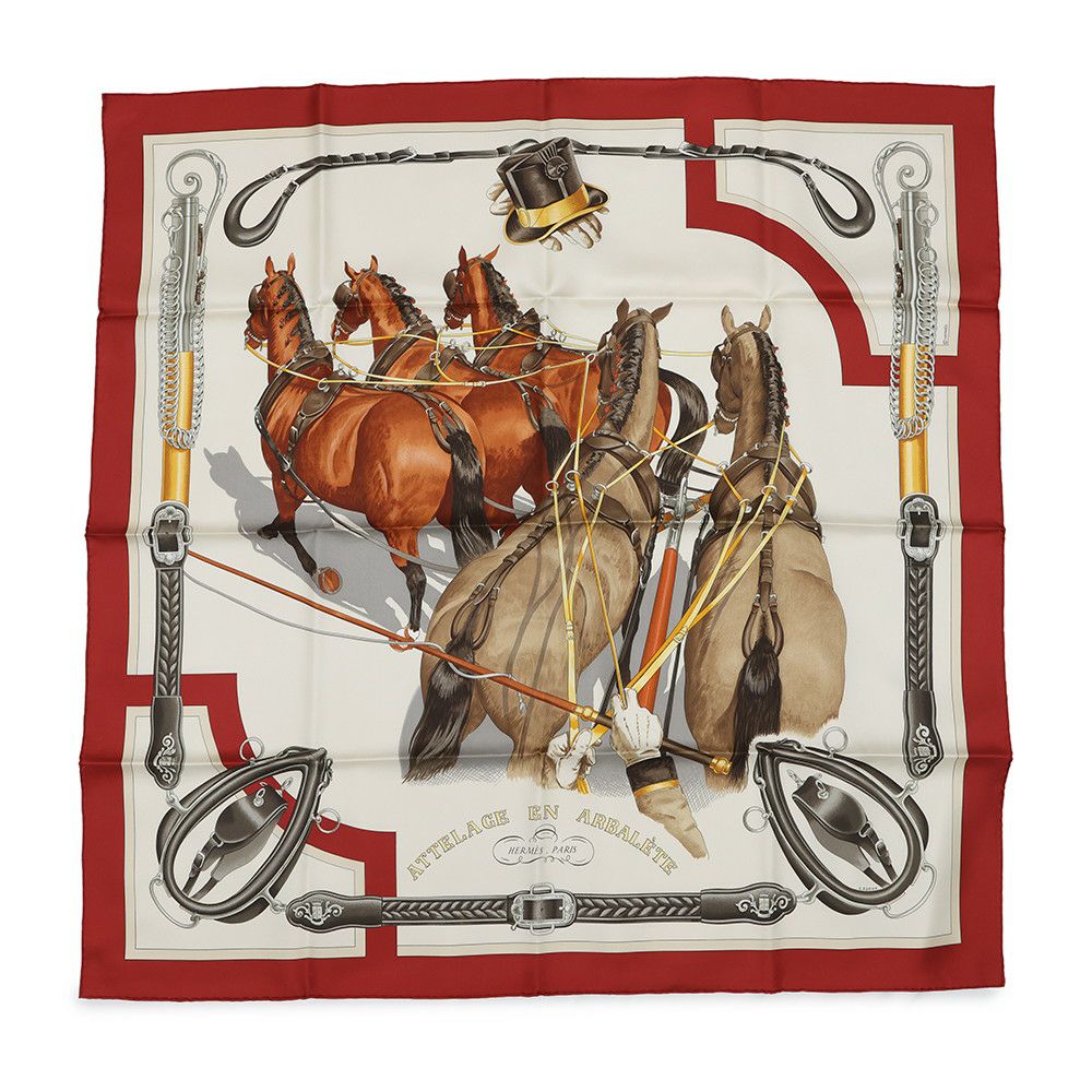 エルメス スカーフ カレ90 弓形連結 ATTELAGE EN ARBALETE HERMES シルク