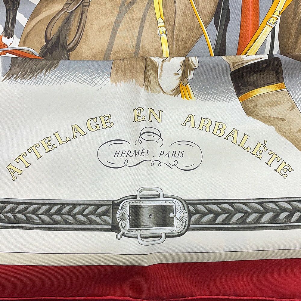 エルメス スカーフ カレ90 弓形連結 ATTELAGE EN ARBALETE HERMES シルク