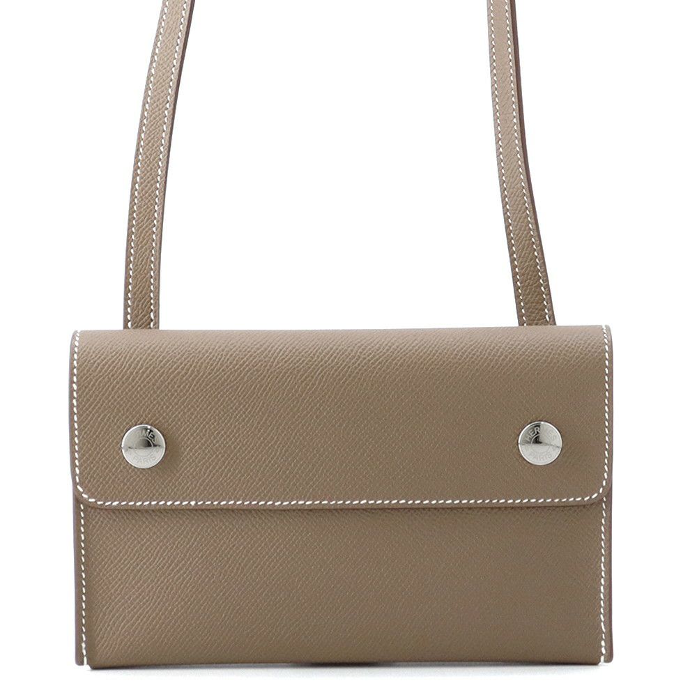 エルメス ショルダーウォレット ナップ トゥーゴー エトゥープ/シルバー金具 エプソン W刻印 財布