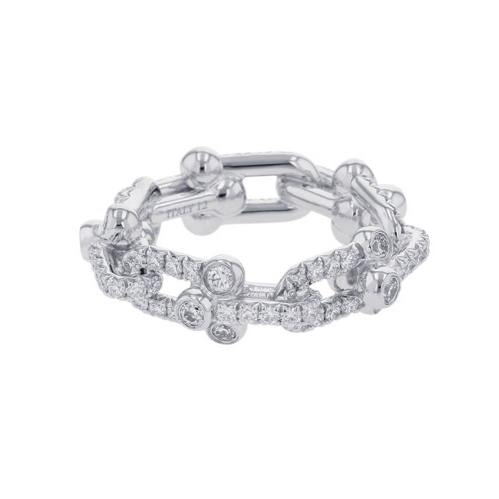 ティファニー リング ハードウェア スモール リンク リング ダイヤモンド 計1.28ct K18WG サイズ約9号 72671449 Tiffany&Co. 指輪