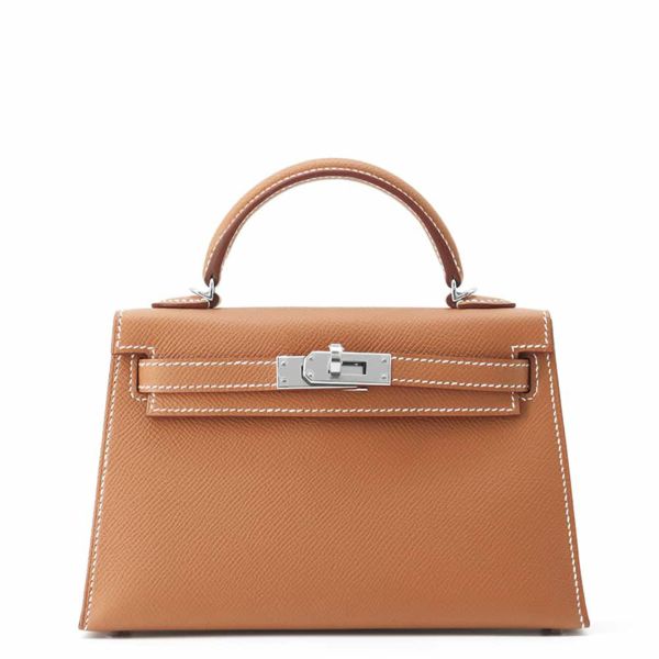 エルメス ハンドバッグ ミニケリードゥ 外縫い ゴールド/シルバー金具 エプソン W刻印 HERMES 2wayショルダー