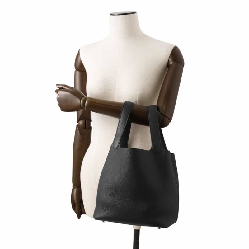 エルメス ハンドバッグ ピコタンロックMM ブラック/シルバー金具 トリヨンクレマンス W刻印