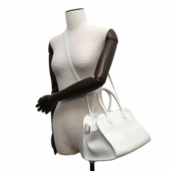 ザ ロウ ハンドバッグ ソフトマルゴー10 カーフレザー W1190 THE ROW 2wayショルダーバッグ 白