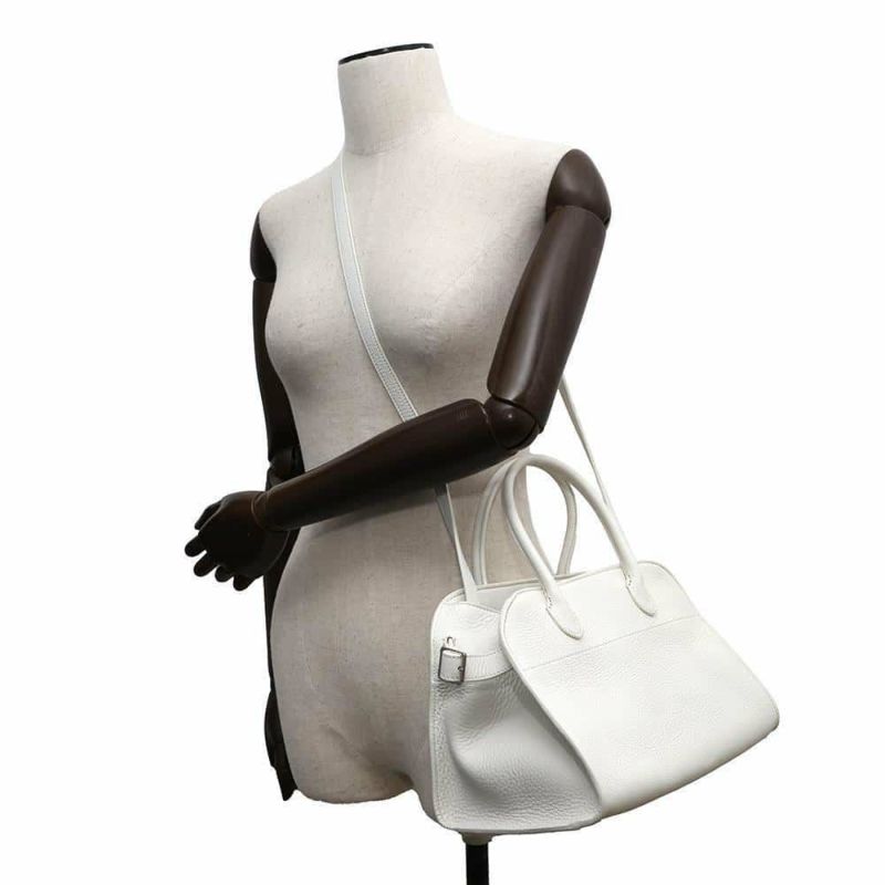 ザ ロウ ハンドバッグ ソフトマルゴー10 カーフレザー W1190 THE ROW 2wayショルダーバッグ 白