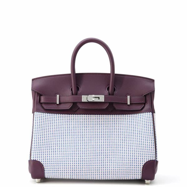 エルメス バーキン25 カシス/シルバー金具 トワルキャドリーユ/スイフト B刻印 HERMES Birkin ハンドバッグ