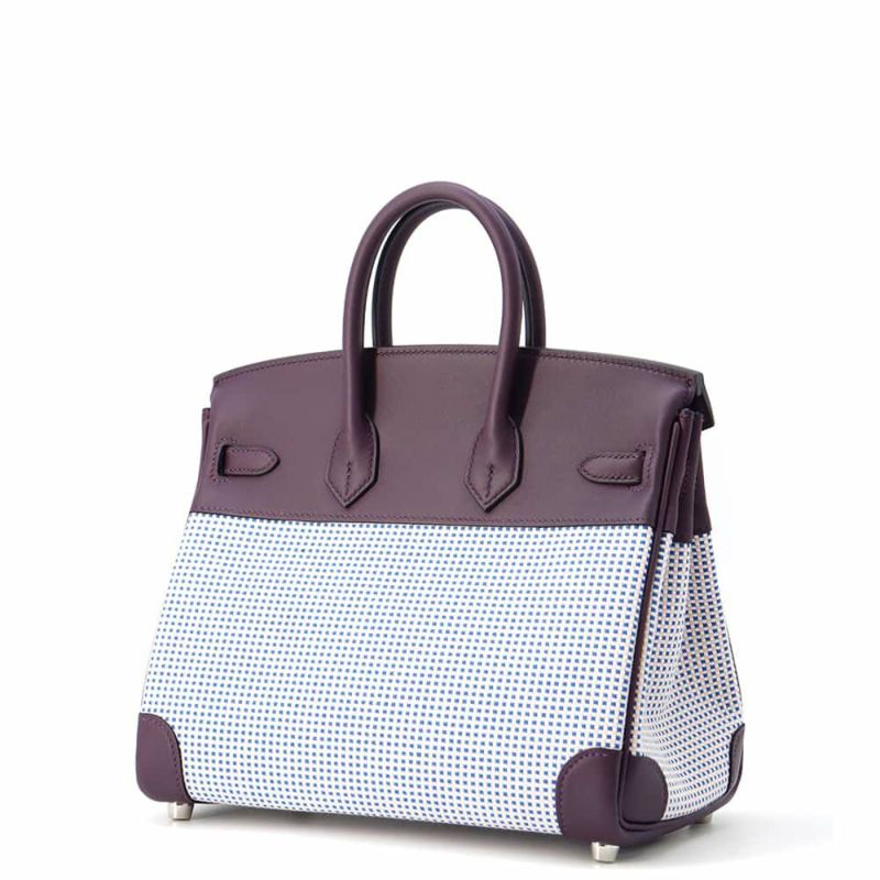 エルメス バーキン25 カシス/シルバー金具 トワルキャドリーユ/スイフト B刻印 HERMES Birkin ハンドバッグ