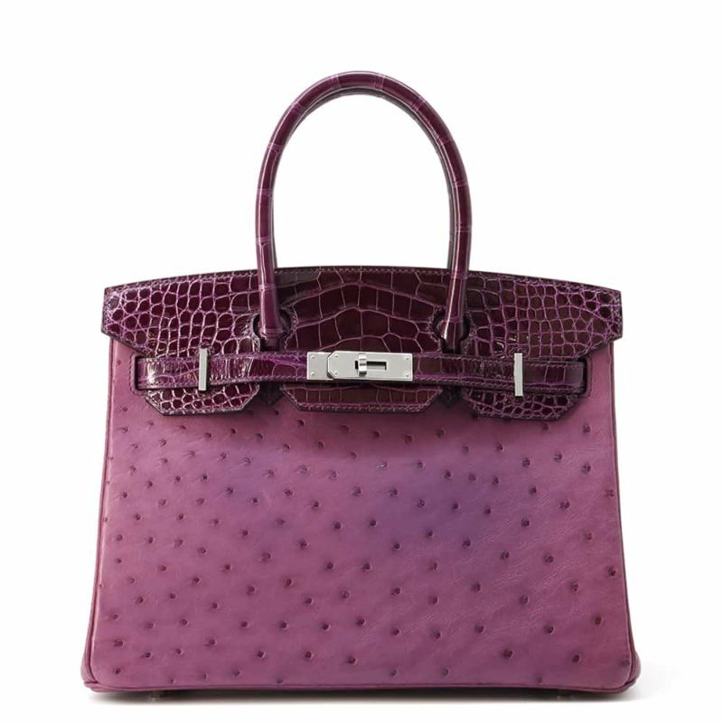 エルメス バーキン30 タッチ ヴィオレ/カシス/シルバー金具 オーストリッチ/アリゲーターシャイン Z刻印 HERMES