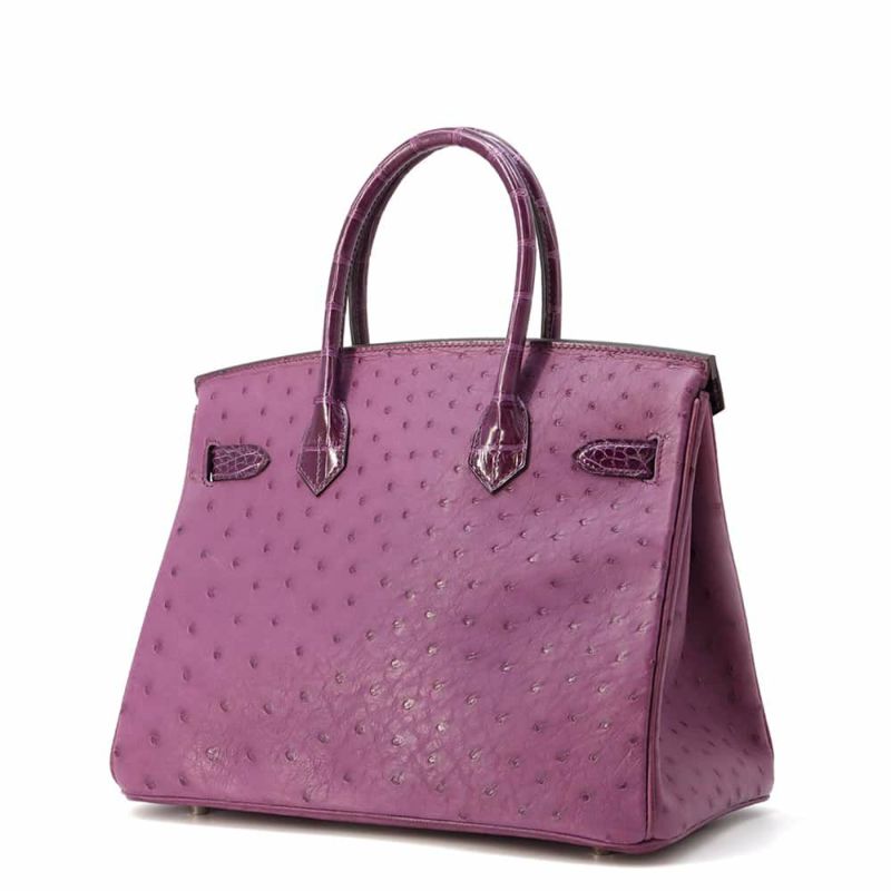 エルメス バーキン30 タッチ ヴィオレ/カシス/シルバー金具 オーストリッチ/アリゲーターシャイン Z刻印 HERMES