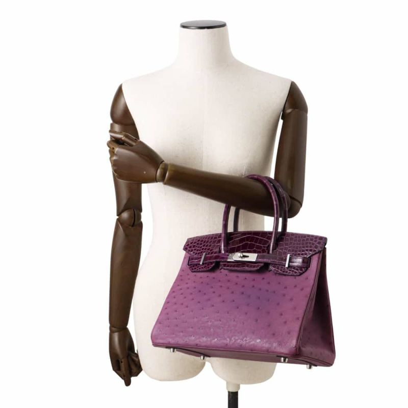エルメス バーキン30 タッチ ヴィオレ/カシス/シルバー金具 オーストリッチ/アリゲーターシャイン Z刻印 HERMES