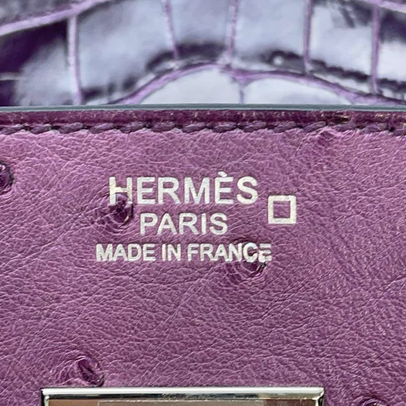 エルメス バーキン30 タッチ ヴィオレ/カシス/シルバー金具 オーストリッチ/アリゲーターシャイン Z刻印 HERMES