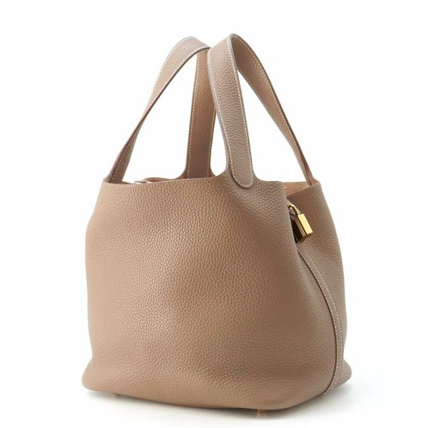 エルメス ハンドバッグ ピコタンロックMM エトゥープ/ゴールド金具 トリヨンクレマンス C刻印