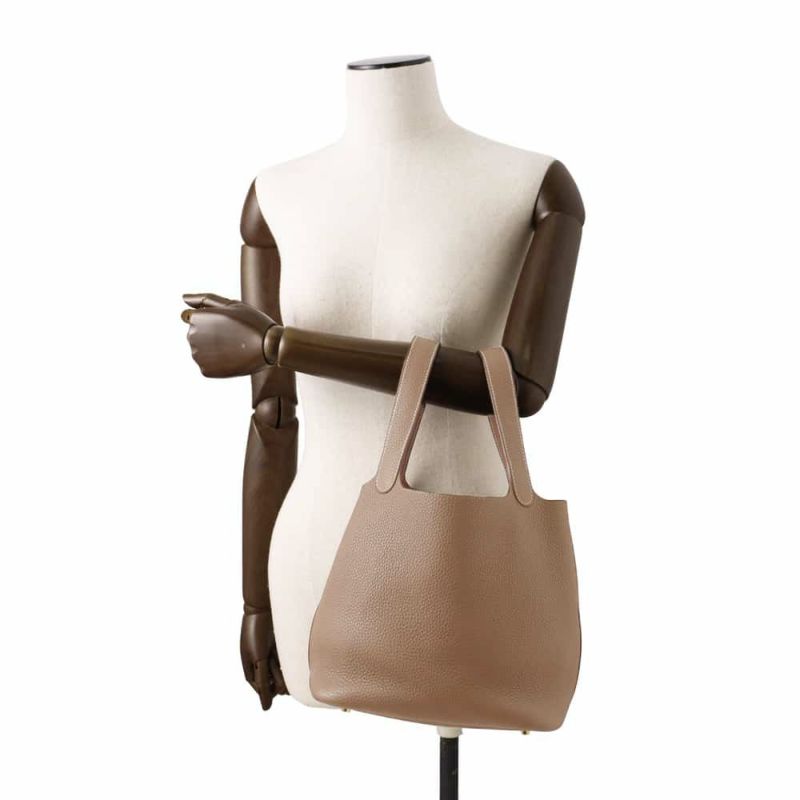 エルメス ハンドバッグ ピコタンロックMM エトゥープ/ゴールド金具 トリヨンクレマンス C刻印