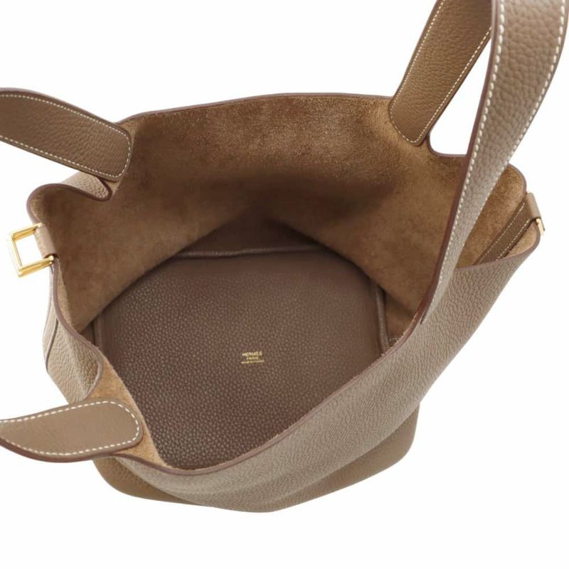 エルメス ハンドバッグ ピコタンロックMM エトゥープ/ゴールド金具 トリヨンクレマンス C刻印