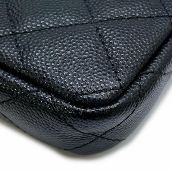 シャネル チェーンウォレット ココマーク マトラッセ キャビアスキン AP3837 CHANEL 財布 黒