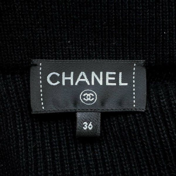 シャネル カーディガン ボーダー ニット レディースサイズ36 P77518 CHANEL ジャケット ブルゾン 黒