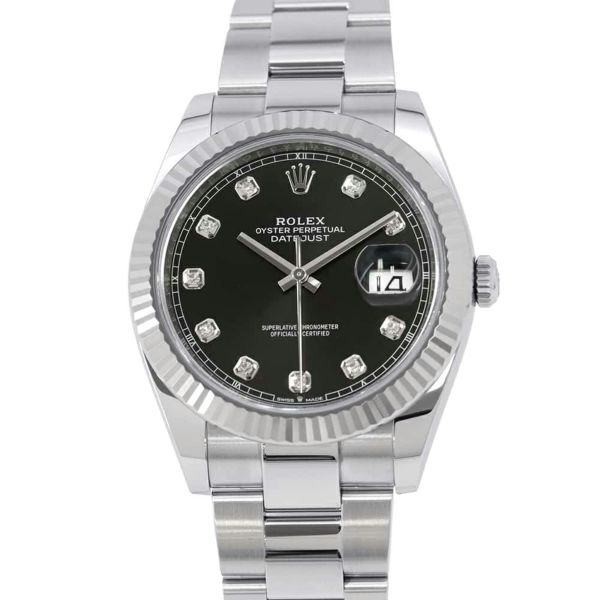 ロレックス デイトジャスト41 SS/K18WG 10PD ランダムシリアル ルーレット 126334G ROLEX 黒文字盤