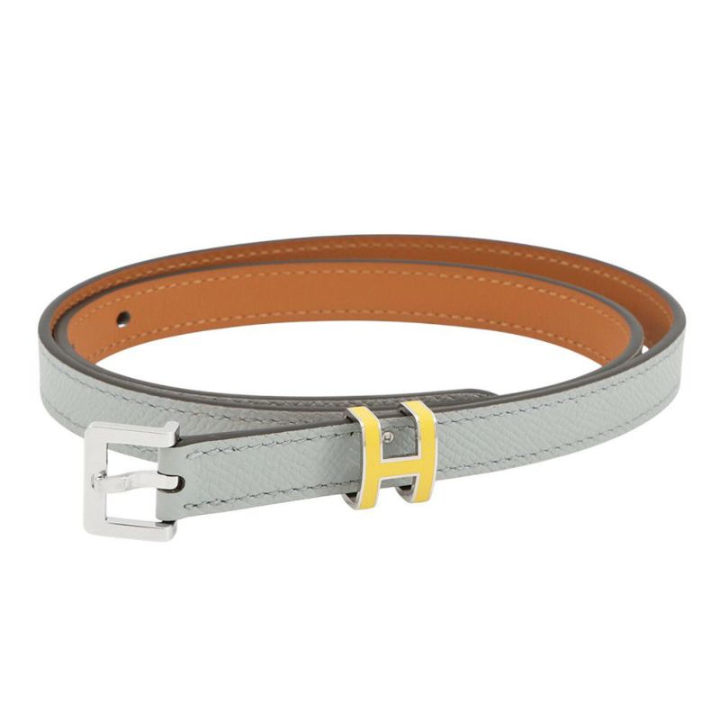 エルメス ポップH ベルト ブルーグラシエ/ジョーヌ/シルバー金具 エプソン B刻印 サイズ70 ソルド品